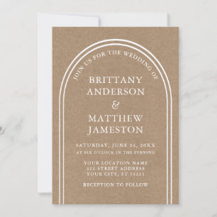 Modern Stylish Arch Wedding Kraft Invitation