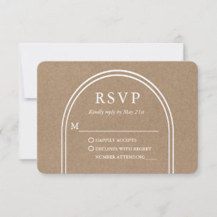 Modern Stylish Arch Wedding Kraft RSVP Card