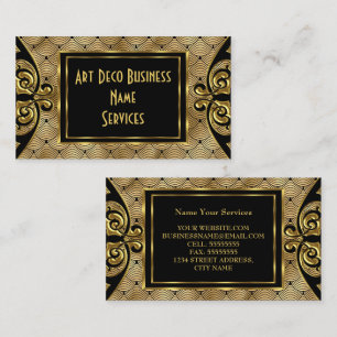 Modern Stylish Art Deco Gold Black 1930 Business Card