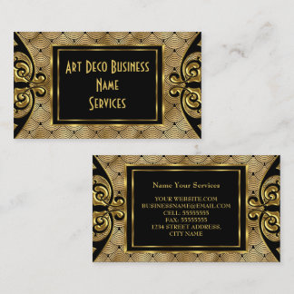 Modern Stylish Art Deco Gold Black 1930 Business Card