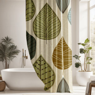 Modern & Stylish Autumn Falling Leaves Floral Shower Curtain