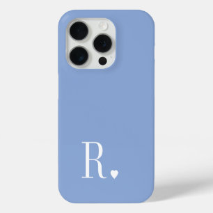 modern stylish baby blue monogram initial iPhone 15 pro case