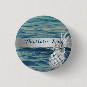 Modern Stylish, Beach, See, Pineapple 3 Cm Round Badge