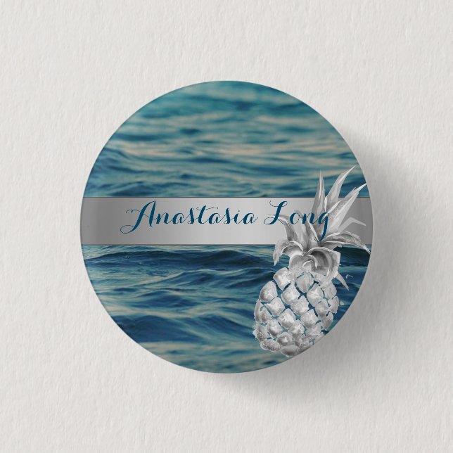 Modern Stylish, Beach, See, Pineapple 3 Cm Round Badge (Front)