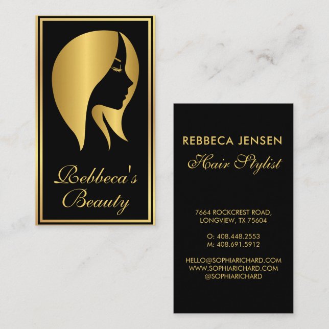 Modern Stylish Beautician Makeup Hairstylist Business Card (Front/Back)