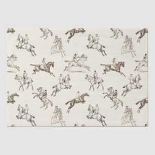 Modern Stylish Beige Horseback Riding Toile Tissue Paper