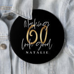 Modern stylish black and gold 60th birthday 6 cm round badge<br><div class="desc">Modern black and gold 60th birthday gift. Part of a elegant stylish collection.</div>
