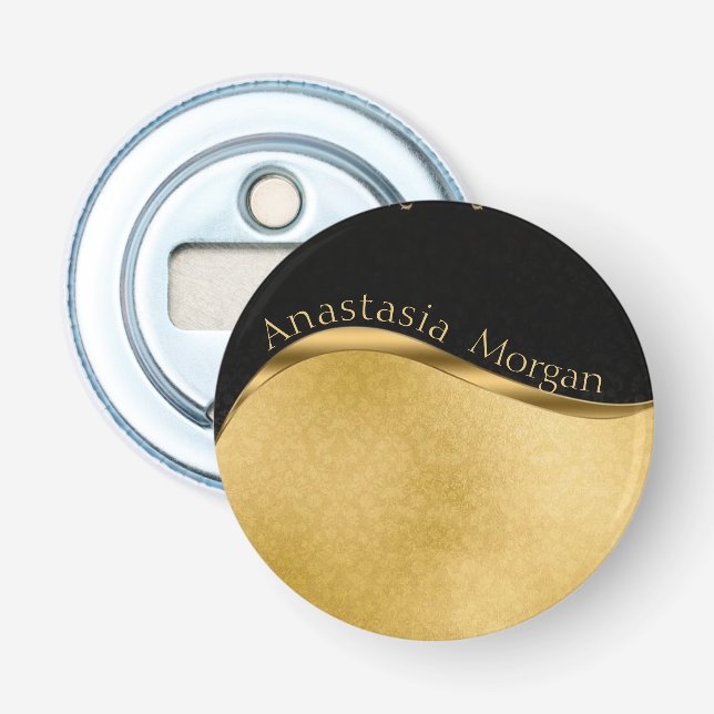 Modern Stylish, Black and Gold Bottle Opener (Front)