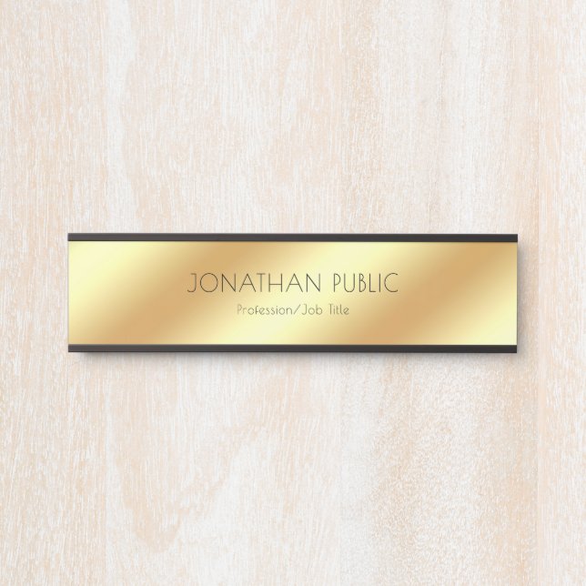 Modern Stylish Black And Gold Design Glamourous Door Sign (Front)