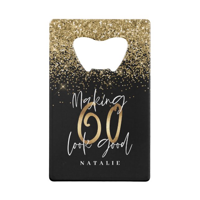 Modern stylish black and gold glitter 60 birthday (Back)