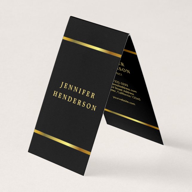 Modern stylish black and gold professional business card (Front)