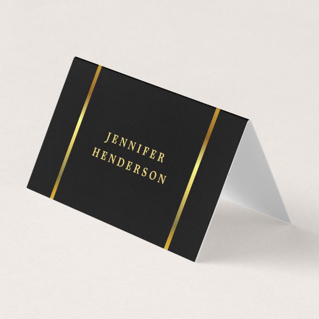 Modern stylish black and gold professional business card (Front)