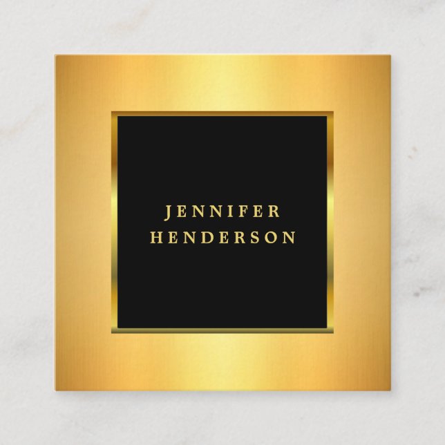 Modern stylish black and gold professional square business card (Front)