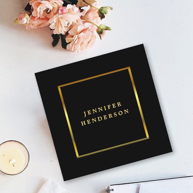 Modern stylish black and gold professional square business card (Creator Uploaded)