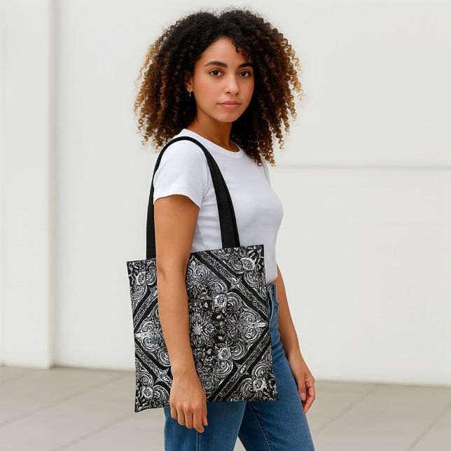 Modern Stylish Black and White Abstract Art Shapes Tote Bag (Creator Uploaded)