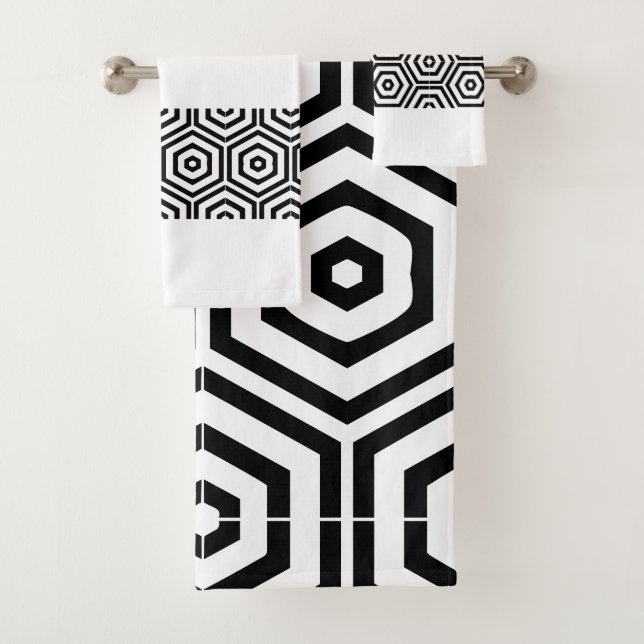 Modern stylish Black and white bathroom Bath Towel Set (Insitu)