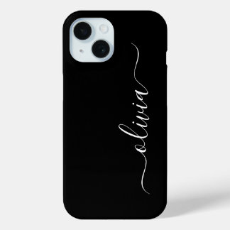 Modern Stylish Black and White Monogram  iPhone 15 Case