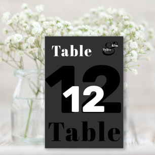 Modern stylish black and white wedding table number