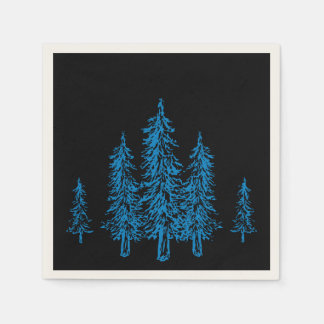 Modern Stylish Black & Blue Elegant Holiday Party Napkin