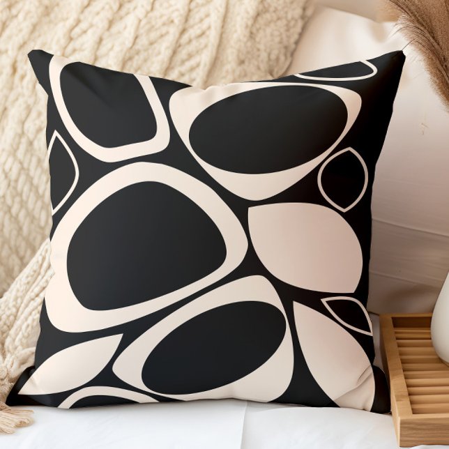Modern Stylish Black Cream Abstract Pattern Cushion (Creator Uploaded)