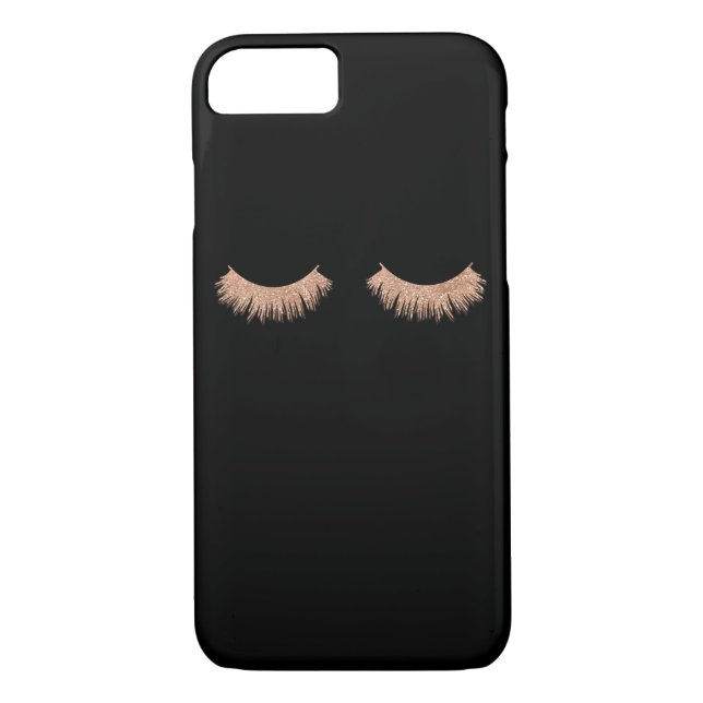 Modern Stylish Black Eyelashes Makeup iPhone Case (Back)