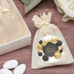 Modern Stylish Black & Gold 60th Birthday Classic Round Sticker