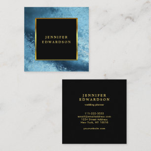 Modern stylish black gold blue ice professional square business card