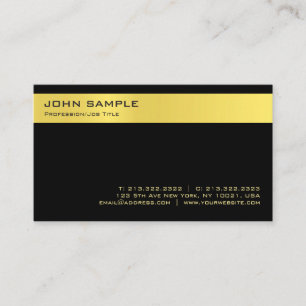 Modern Stylish Black Gold Minimalistic Plain Business Card