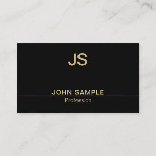 Modern Stylish Black Gold Monogram Luxury Chic Business Card