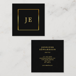 Modern stylish black gold professional monogram square business card
