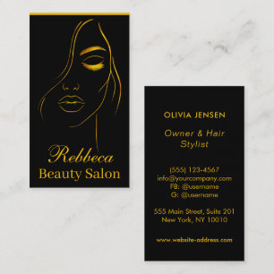 Modern Stylish black & golden Beautician Makeup Business Card