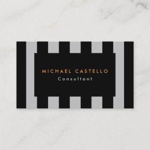 Modern Stylish Black Gray Striped Professional Business Card