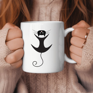 Modern Stylish Black Hanging Cat Coffee Mug