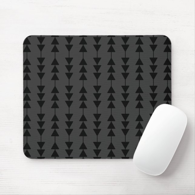Modern & Stylish Black Hanging Triangles on Smoky Mouse Mat (With Mouse)
