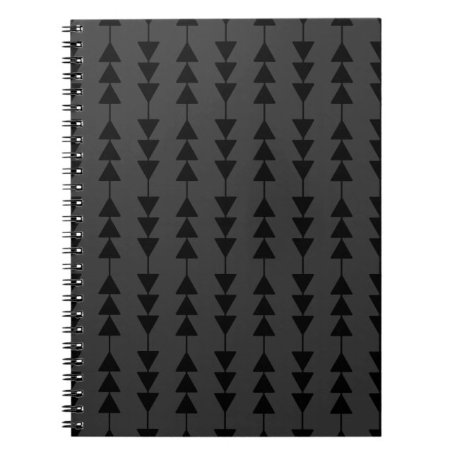 Modern & Stylish Black Hanging Triangles on Smoky Notebook (Front)