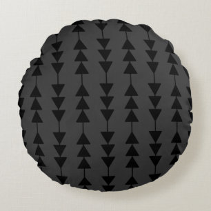 Modern & Stylish Black Hanging Triangles on Smoky Round Cushion