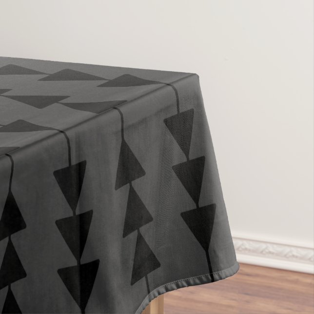 Modern & Stylish Black Hanging Triangles on Smoky Tablecloth (In Situ)
