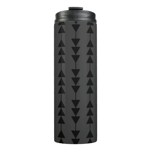 Modern & Stylish Black Hanging Triangles on Smoky Thermal Tumbler (Front)