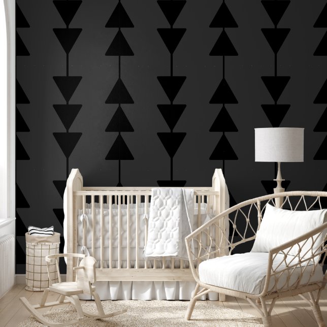 Modern & Stylish Black Hanging Triangles on Smoky Wallpaper (Kids)