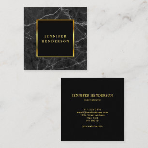 Modern stylish black marble and gold professional square business card