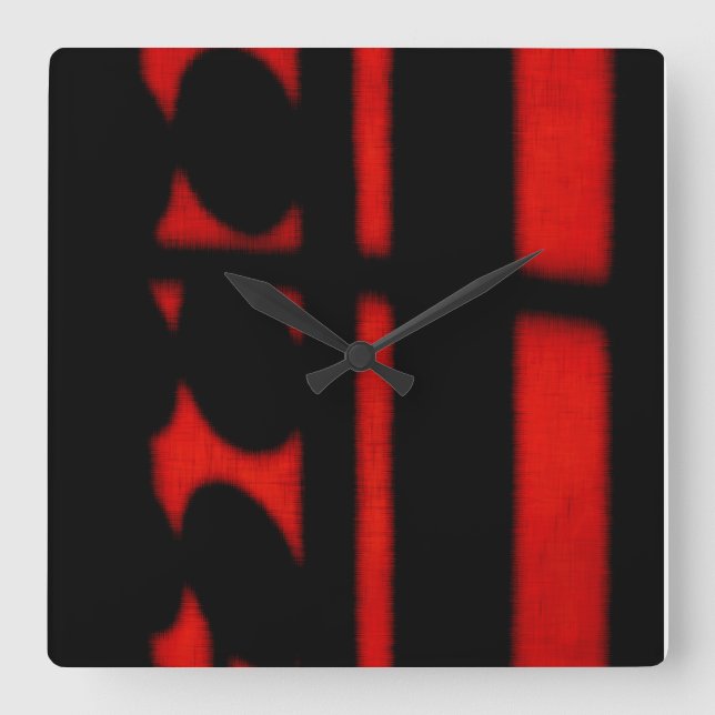 Modern Stylish Black/Red Design Square Wall Clock (Front)