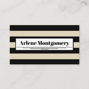 Modern Stylish Black & Taupe Thick Stripes Business Card