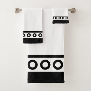 Modern Stylish Black & White Bath Towel Set