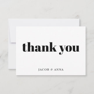 Modern Stylish Black & White Classic Simple Thank You Card