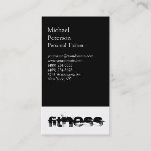Modern Stylish Black White Fitness Sport Business Card
