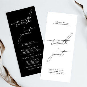 Modern Stylish Black White Names Wedding Ceremony Programme