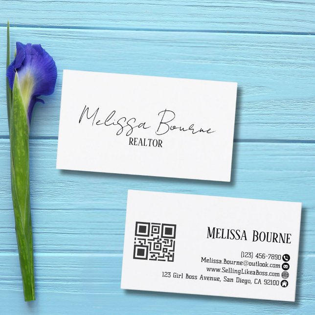 Modern Stylish Black White, Professional QR Code Business Card (Creator Uploaded)