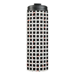 Modern Stylish Black White Red Pattern Chic Thermal Tumbler