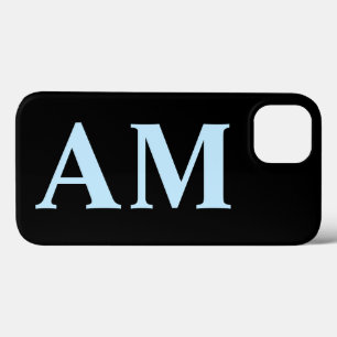 Modern Stylish Blue Black Monogram Initials iPhone 13 Case