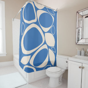 Modern Stylish Blue Cream Abstract Pattern Shower Curtain